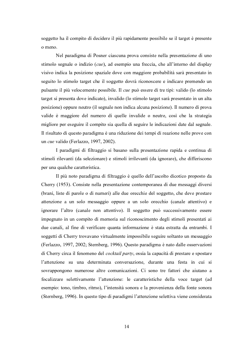 Estratto dalla tesi: Reti dell'attenzione e attentional blink
