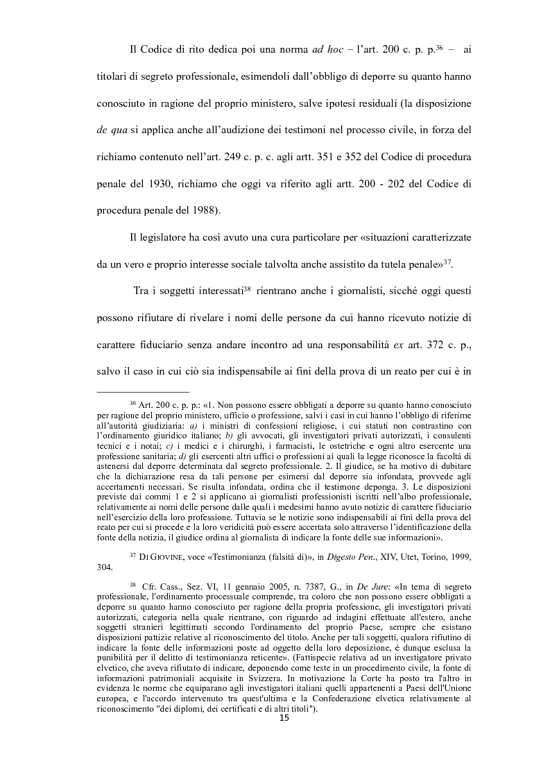 Estratto dalla tesi: La tutela penale della prova testimoniale