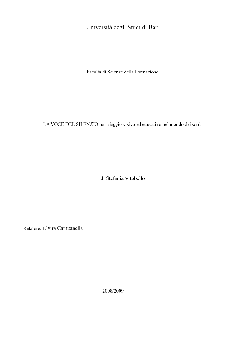 Anteprima della tesi: La voce del silenzio: un viaggio visivo ed educativo nel mondo dei sordi, Pagina 1
