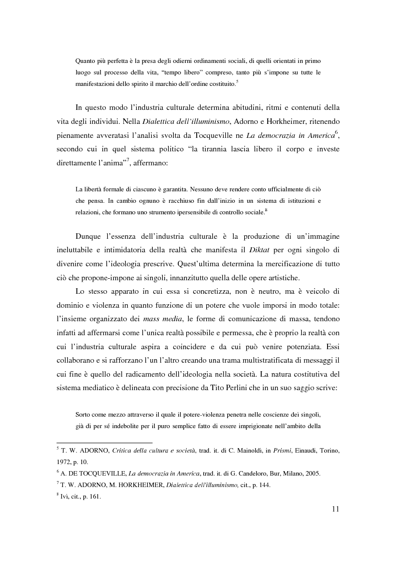 Anteprima della tesi: Dov'è finita la realtà? Indagine sulla derealizzazione feticistica, spettacolare e simulatoria del mondo e dell'uomo da Adorno a Baudrillard, Pagina 4