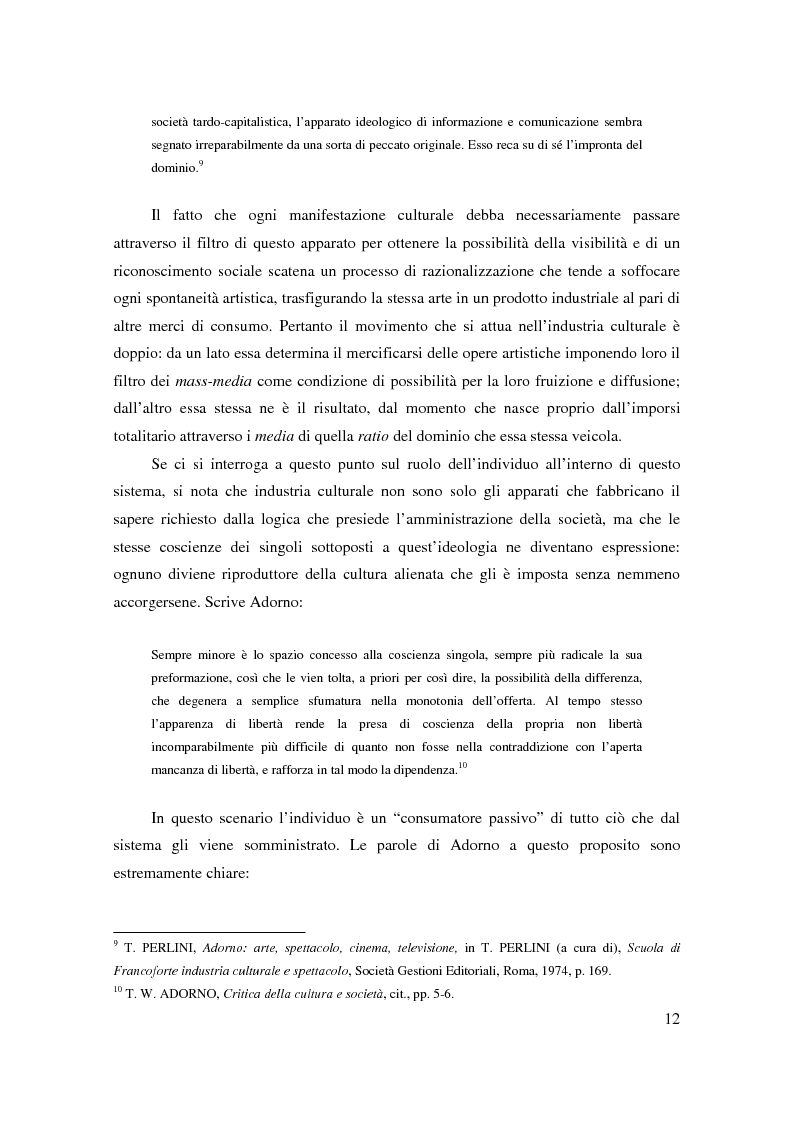 Anteprima della tesi: Dov'è finita la realtà? Indagine sulla derealizzazione feticistica, spettacolare e simulatoria del mondo e dell'uomo da Adorno a Baudrillard, Pagina 5