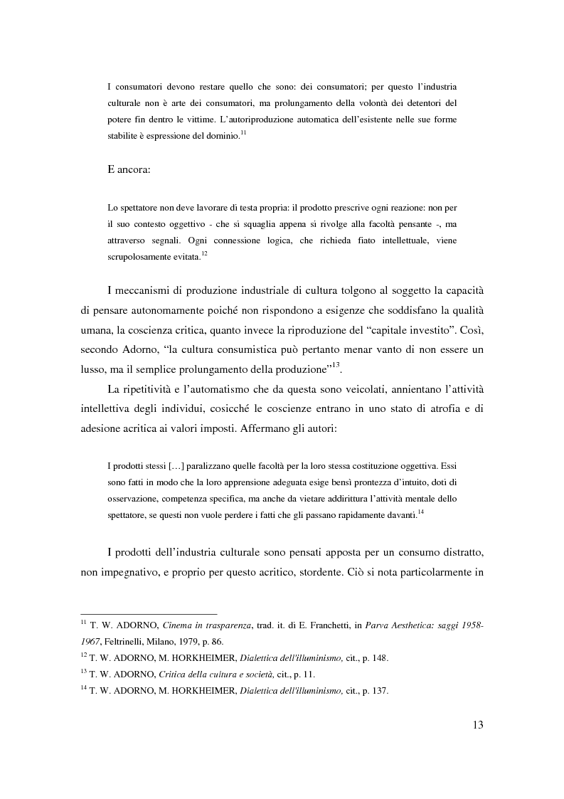 Anteprima della tesi: Dov'è finita la realtà? Indagine sulla derealizzazione feticistica, spettacolare e simulatoria del mondo e dell'uomo da Adorno a Baudrillard, Pagina 6