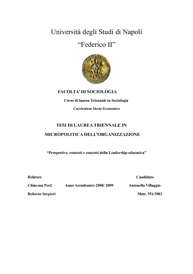 Università Degli Studi Di Napoli Federico Ii Facoltà Di Economia