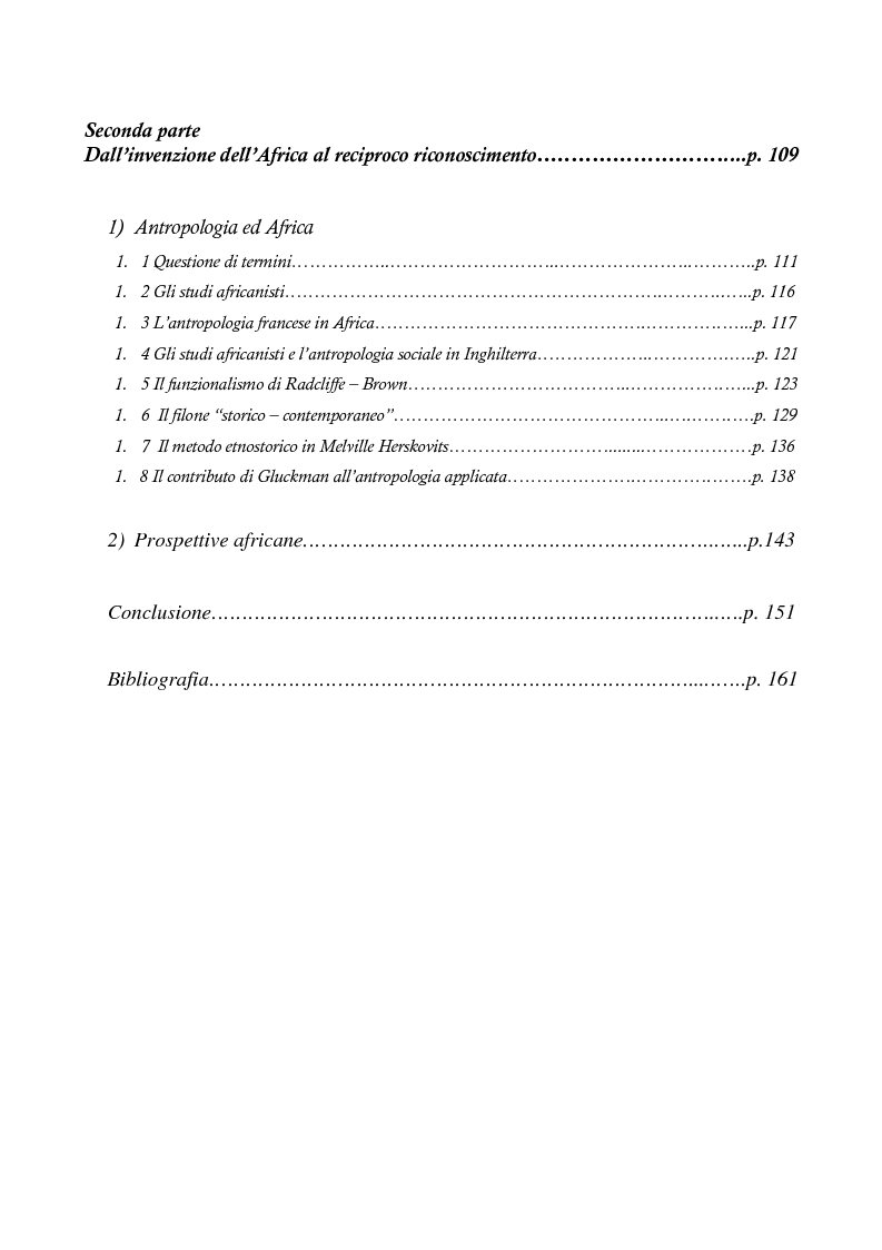 Indice della tesi: Quale Africa? Un percorso tra le immagini del continente africano., Pagina 2