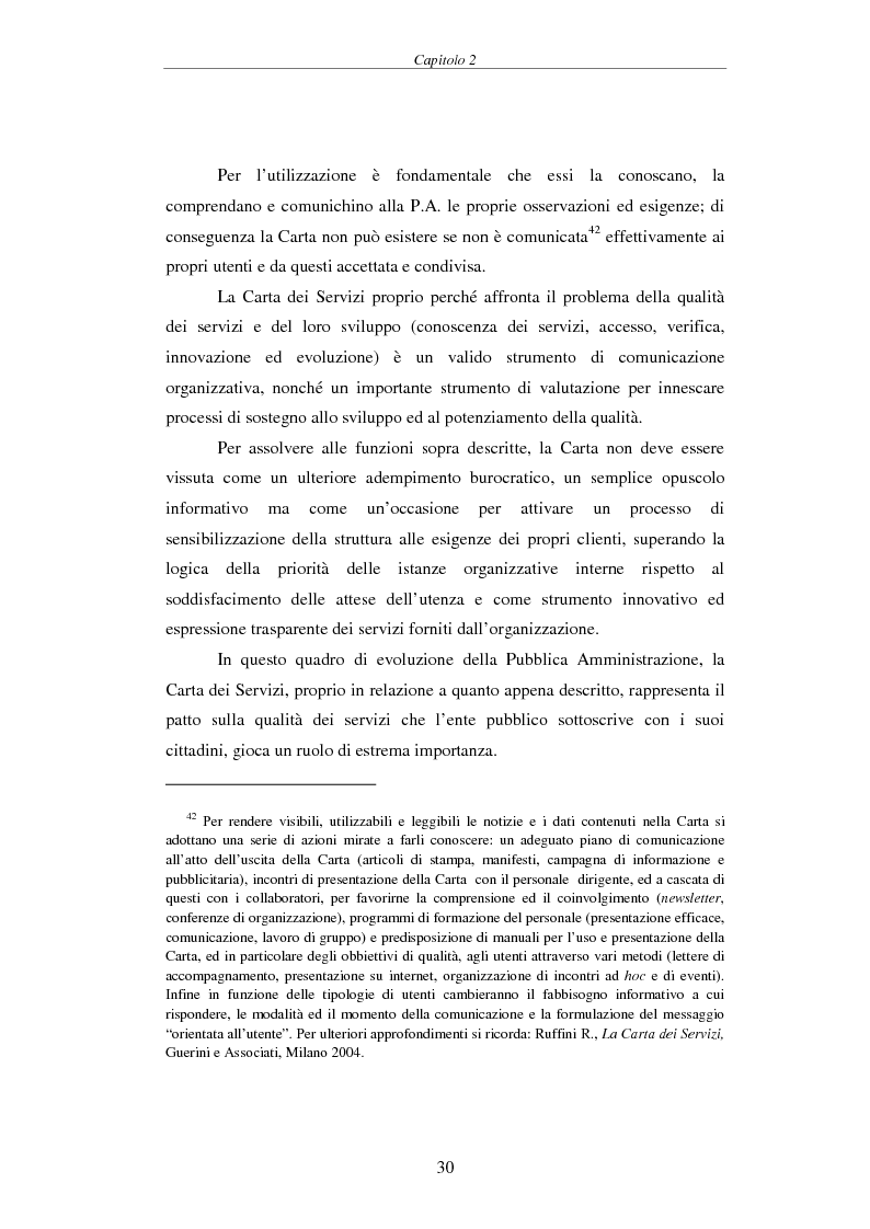Estratto dalla tesi: Proposta di una Carta dei Servizi per il Comune di Pisa