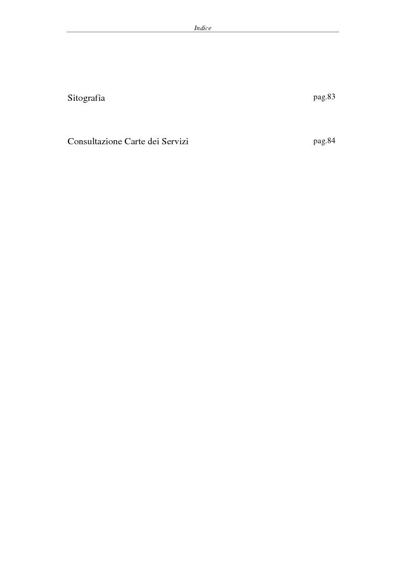 Indice della tesi: Proposta di una Carta dei Servizi per il Comune di Pisa, Pagina 2