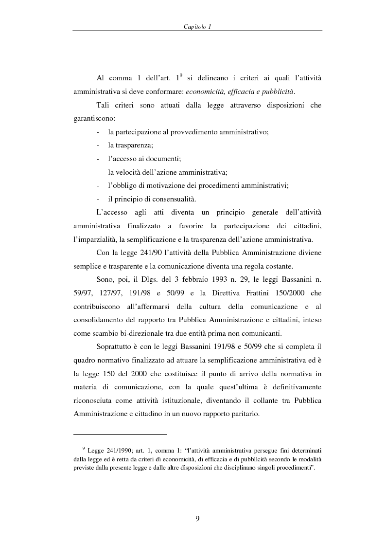 Anteprima della tesi: Proposta di una Carta dei Servizi per il Comune di Pisa, Pagina 8