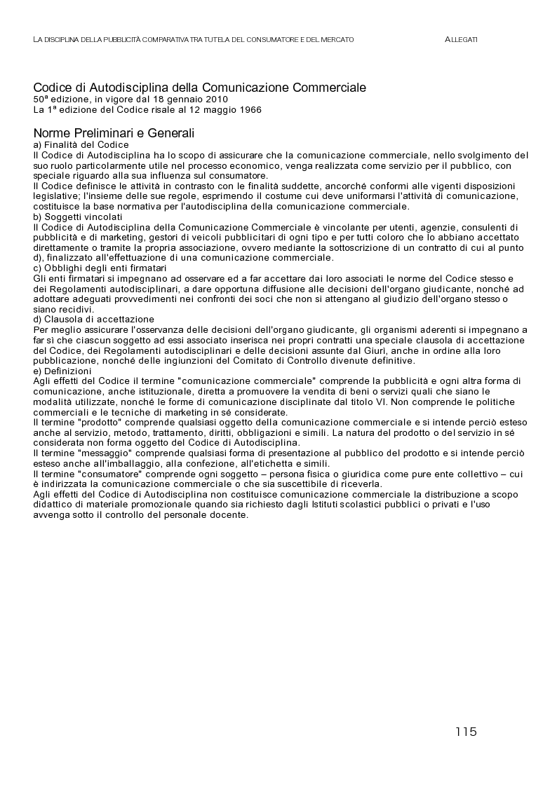 Estratto dalla tesi: La disciplina della pubblicità comparativa tra tutela del consumatore e del mercato