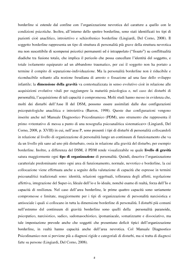 Estratto dalla tesi: Il paziente borderline. Il trattamento basato sulla mentalizzazione e la terapia di gruppo