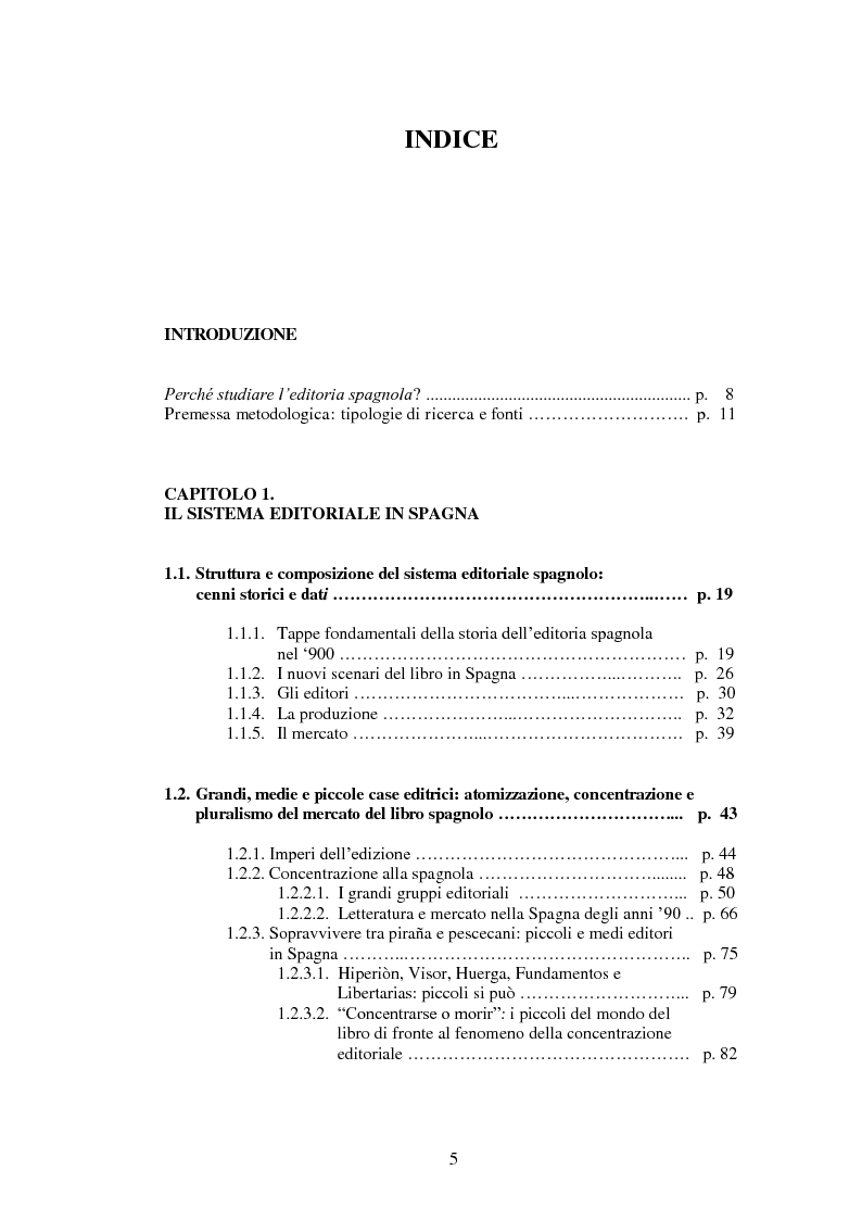 Indice della tesi: Il mondo del libro in Spagna negli ultimi vent'anni: dati e riflessioni, Pagina 1