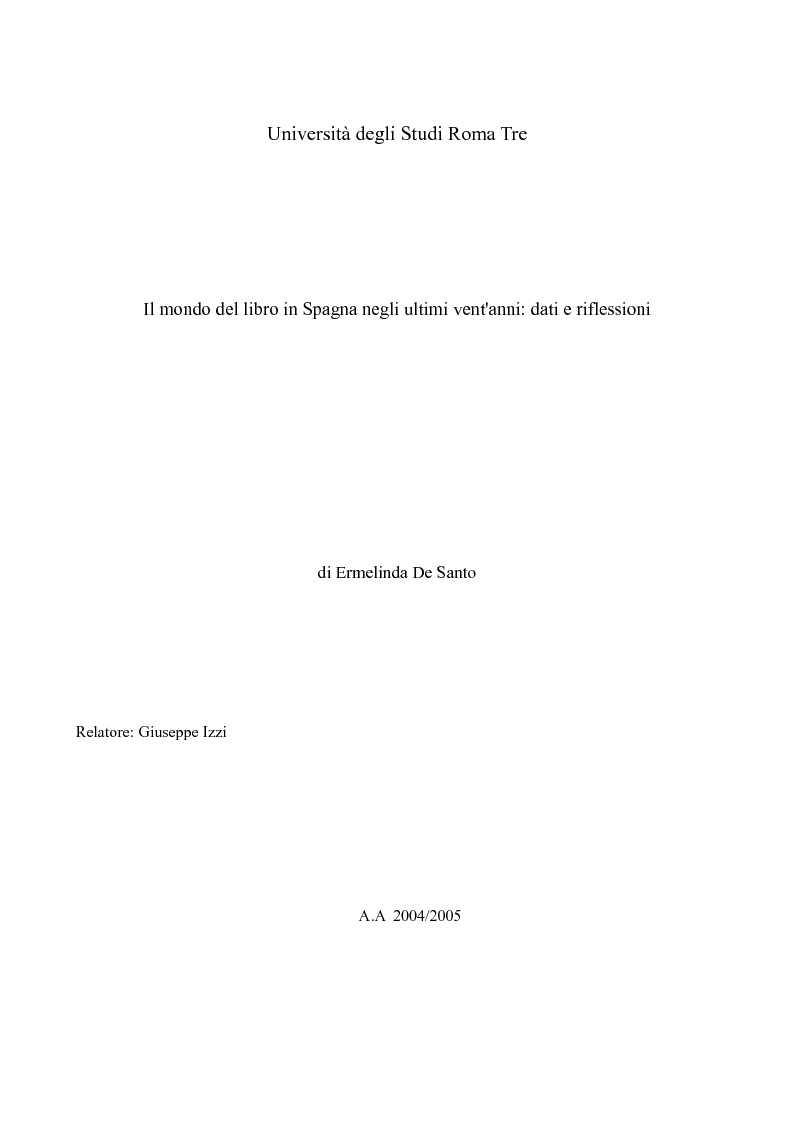 Anteprima della tesi: Il mondo del libro in Spagna negli ultimi vent'anni: dati e riflessioni, Pagina 1