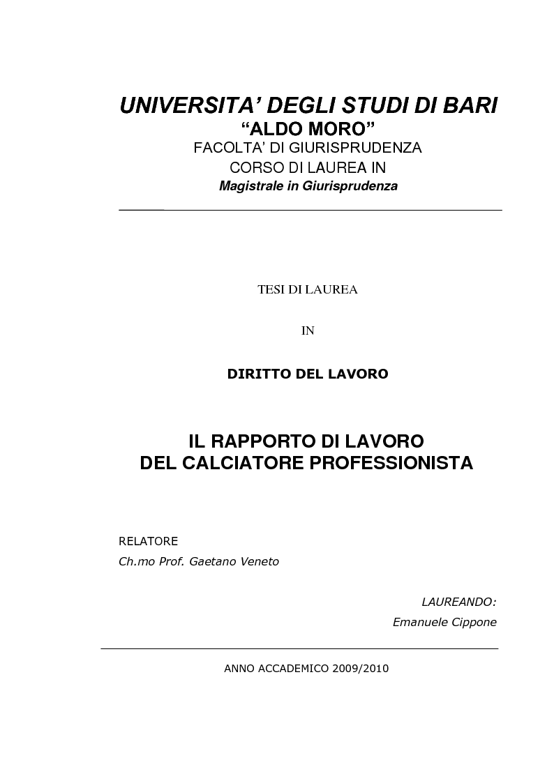 Universita Degli Studi Di Bari Aldo Moro Facolta Di