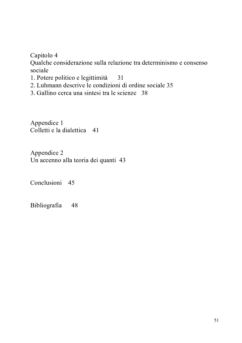 Indice della tesi: Determinismo e incertezza nelle scienze fisiche e sociali, Pagina 2