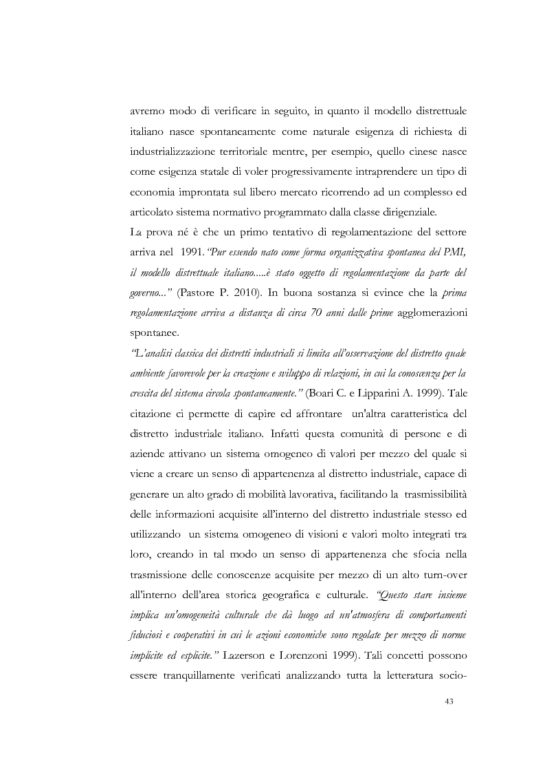 Estratto dalla tesi: Distretti industriali e capitale sociale. Italia e Cina a confronto