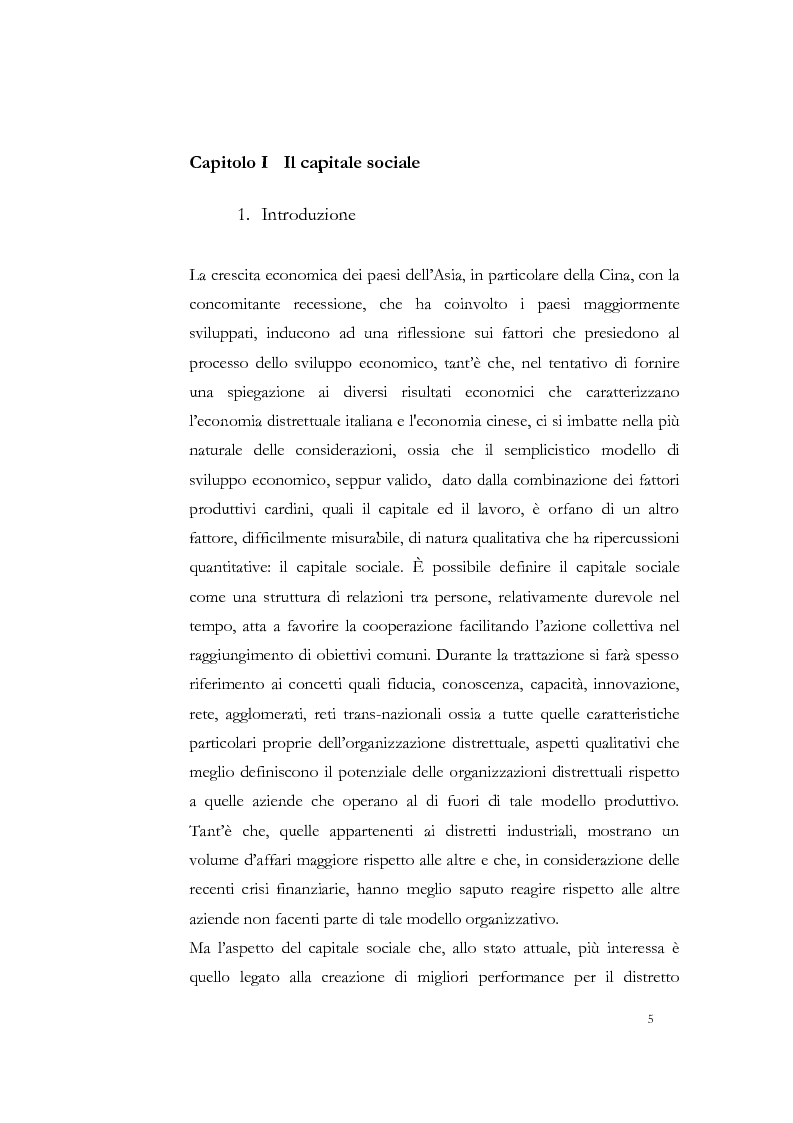 Anteprima della tesi: Distretti industriali e capitale sociale. Italia e Cina a confronto, Pagina 4