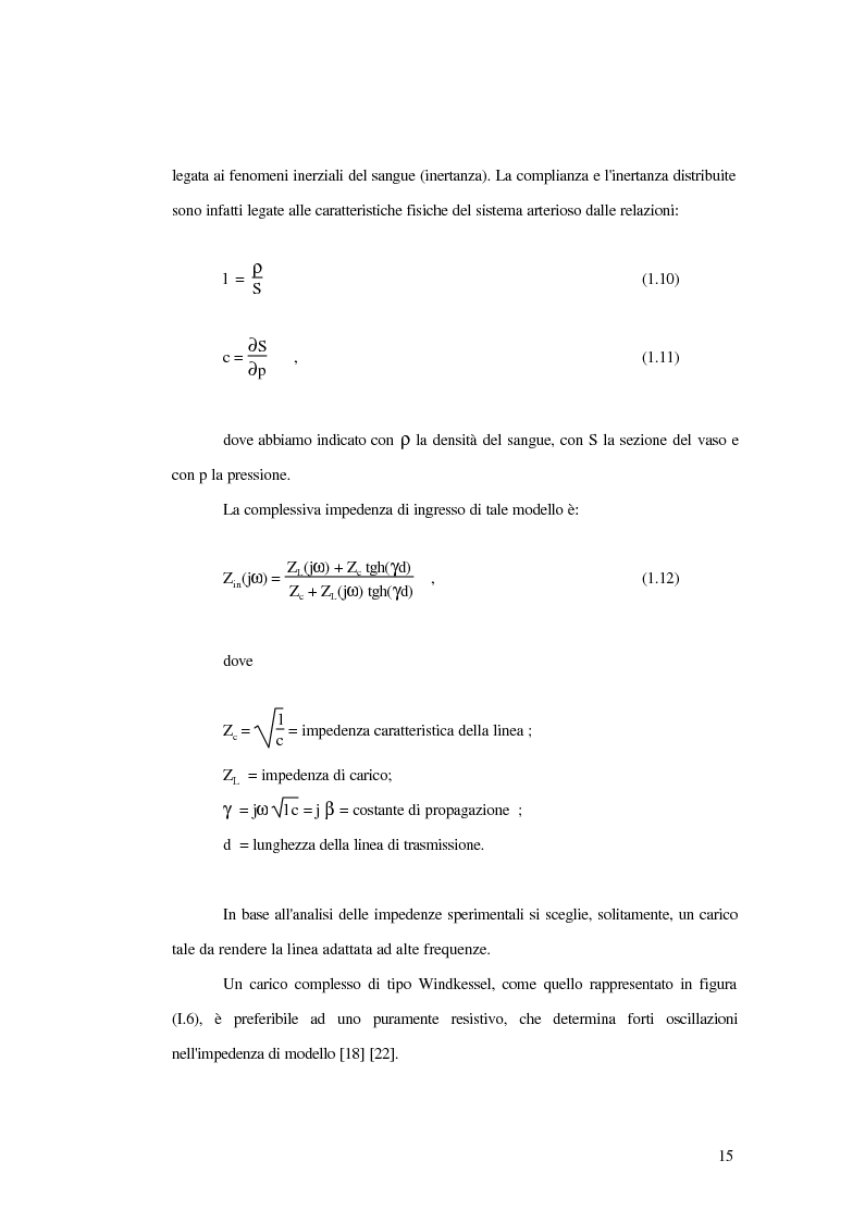 Anteprima della tesi: Analisi dell'impedenza di ingresso dell'aorta discendente mediante linea idraulica viscoelastica chiusa su un carico complesso, Pagina 12