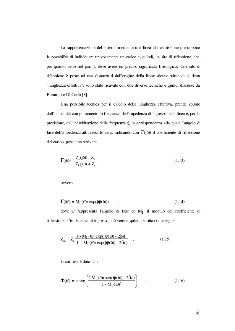 Anteprima della tesi: Analisi dell'impedenza di ingresso dell'aorta discendente mediante linea idraulica viscoelastica chiusa su un carico complesso, Pagina 13