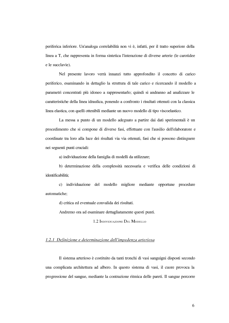 Anteprima della tesi: Analisi dell'impedenza di ingresso dell'aorta discendente mediante linea idraulica viscoelastica chiusa su un carico complesso, Pagina 3