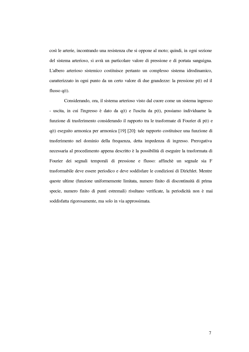 Anteprima della tesi: Analisi dell'impedenza di ingresso dell'aorta discendente mediante linea idraulica viscoelastica chiusa su un carico complesso, Pagina 4