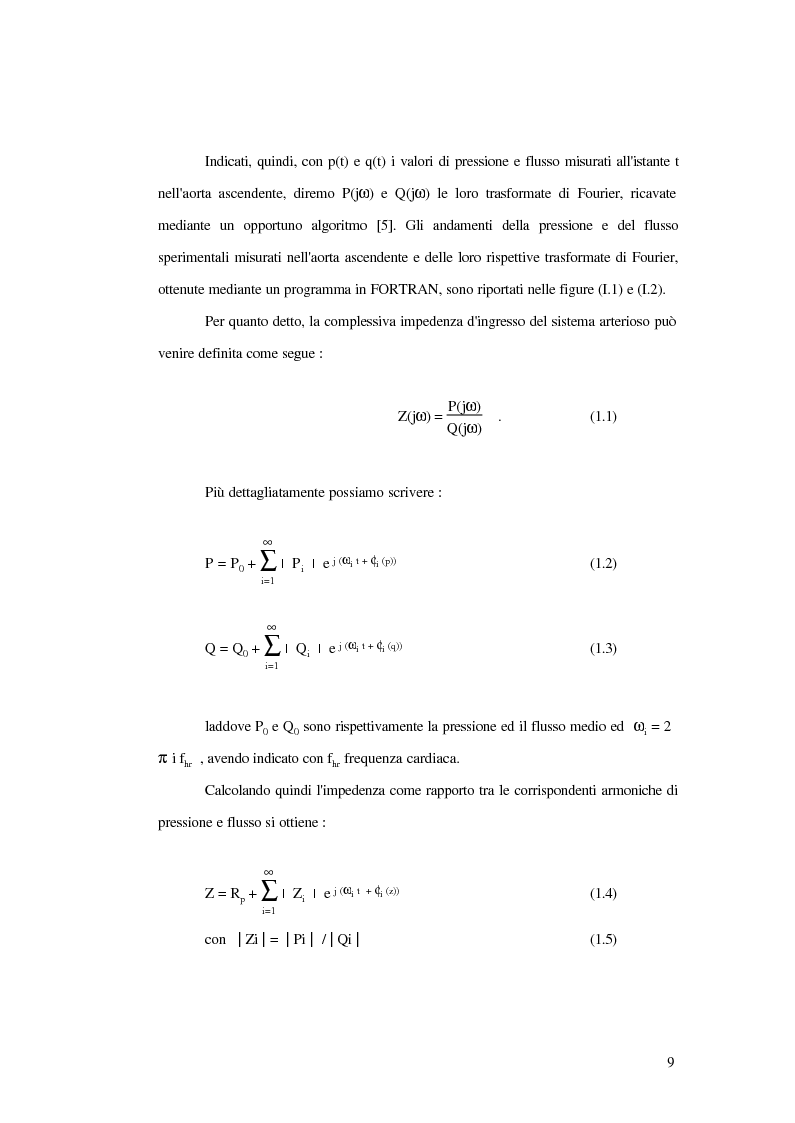 Anteprima della tesi: Analisi dell'impedenza di ingresso dell'aorta discendente mediante linea idraulica viscoelastica chiusa su un carico complesso, Pagina 6