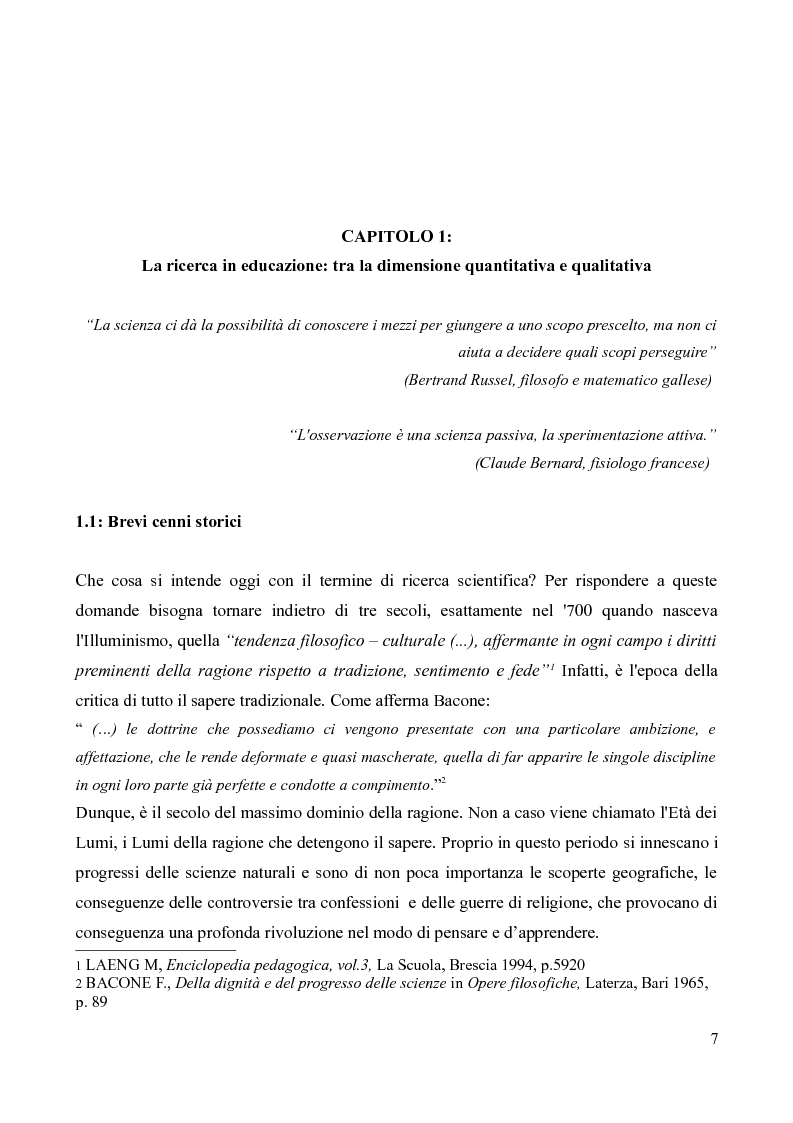 Anteprima della tesi: Il diario di bordo: approccio qualitativo alla conoscenza di un contesto specifico, Pagina 6