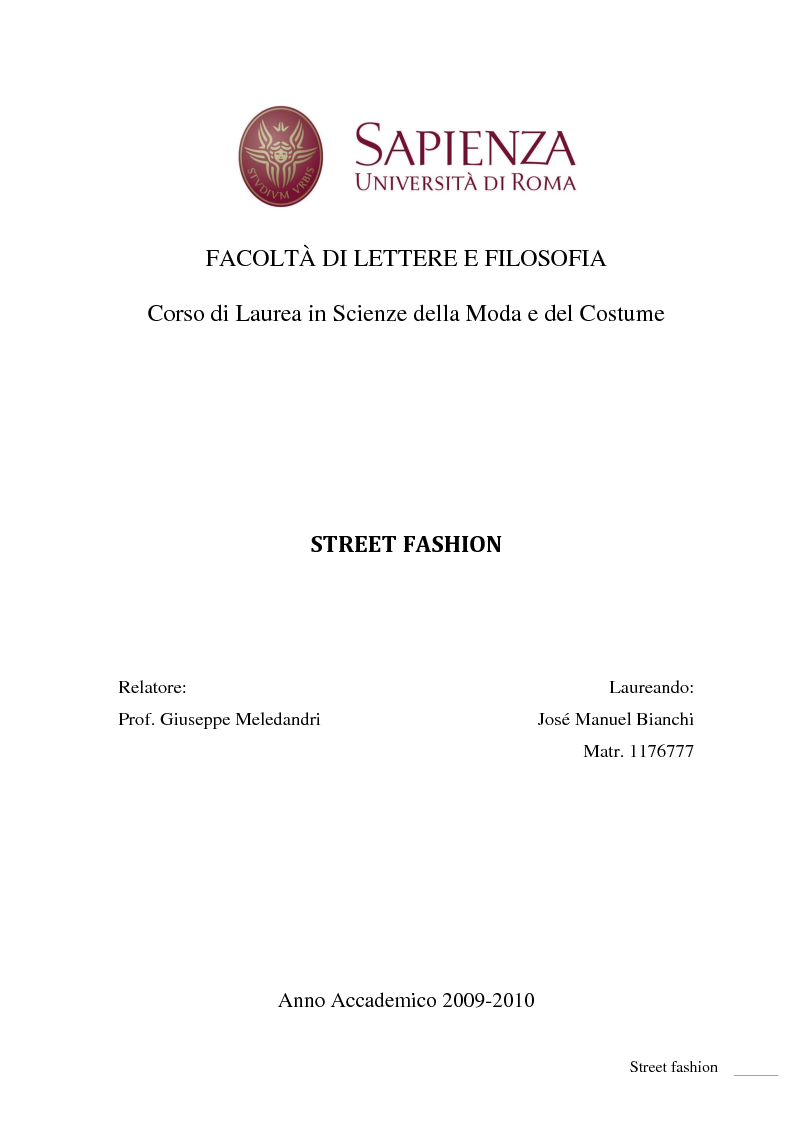 Scienze Della Moda E Del Costume Sapienza