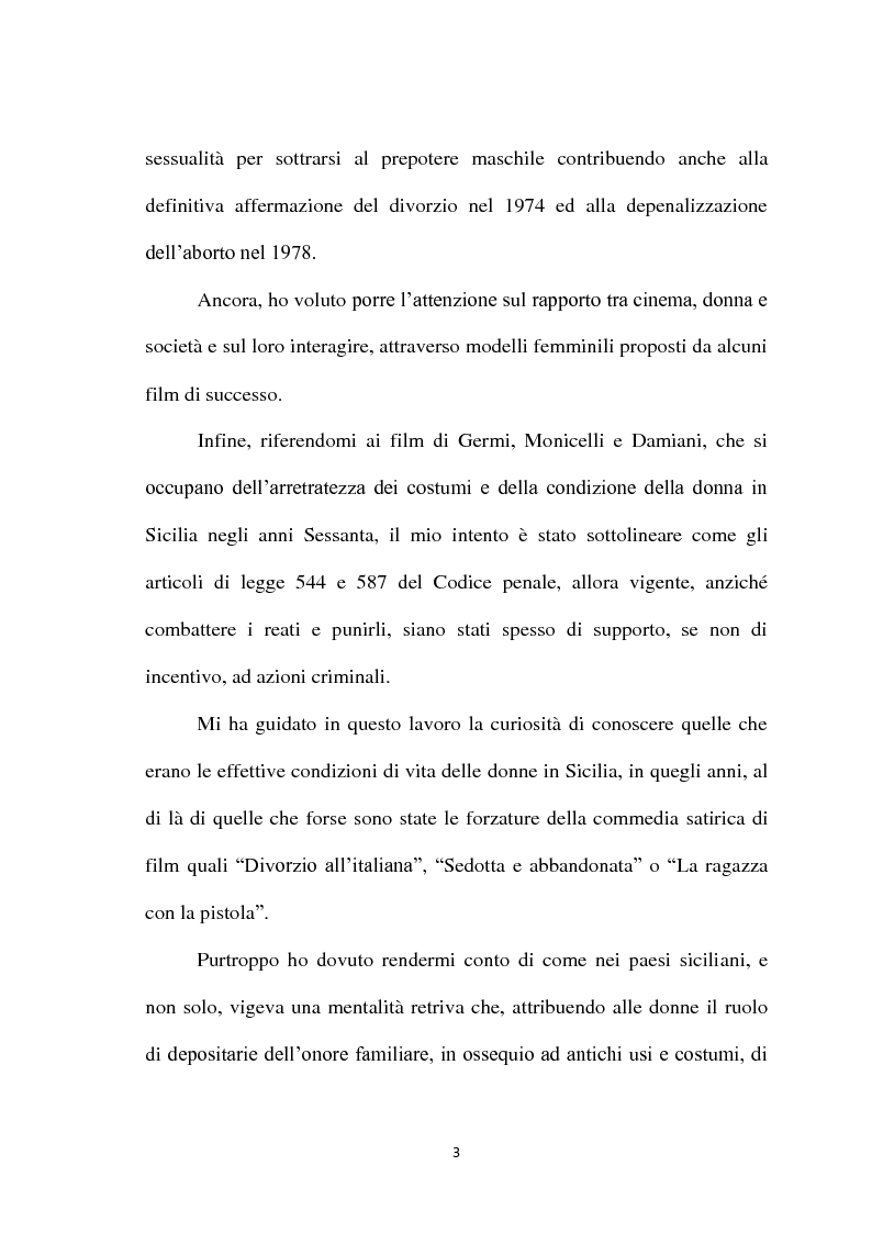 Anteprima della tesi: La condizione della donna siciliana e il cinema degli anni Sessanta, Pagina 3