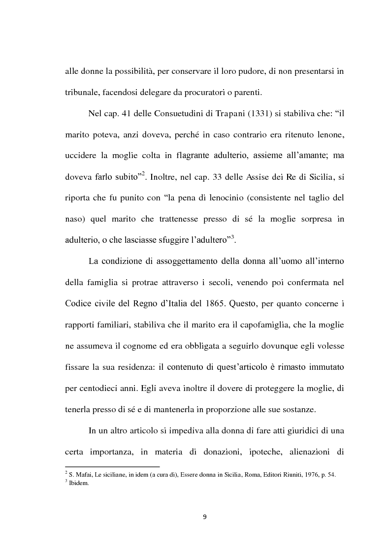 Anteprima della tesi: La condizione della donna siciliana e il cinema degli anni Sessanta, Pagina 9