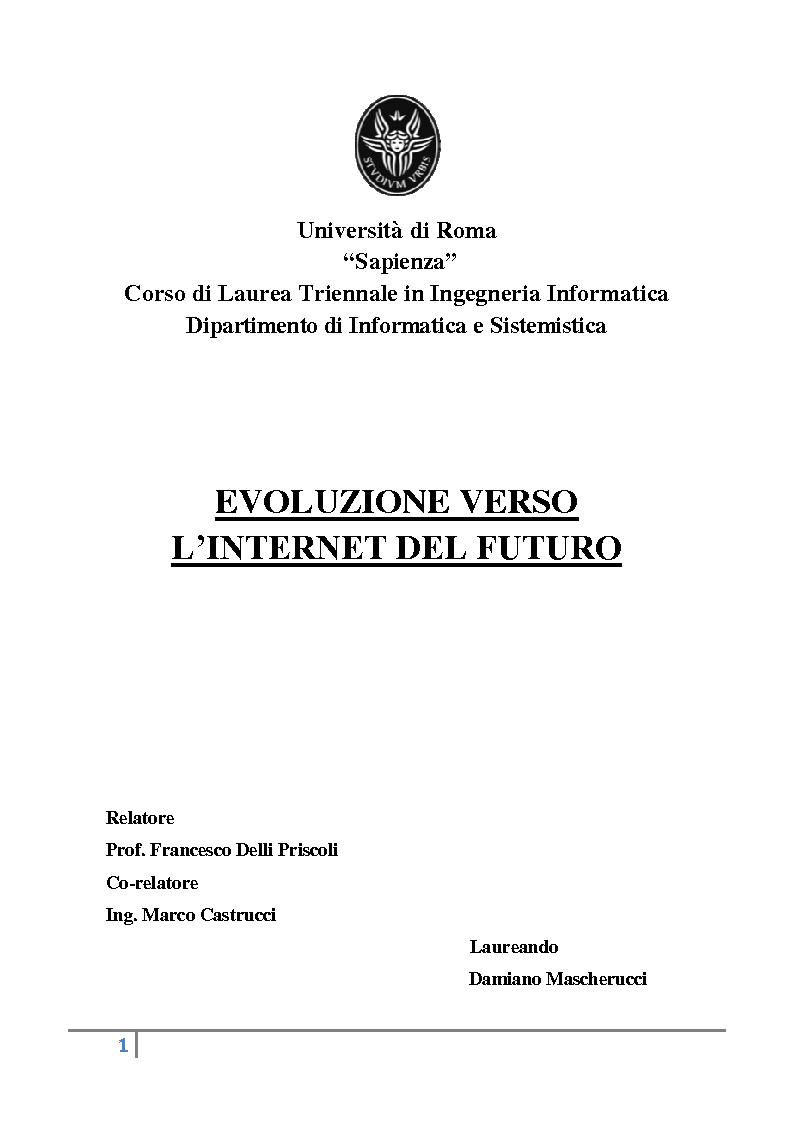 Anteprima della tesi: Evoluzione verso l'Internet del futuro, Pagina 1