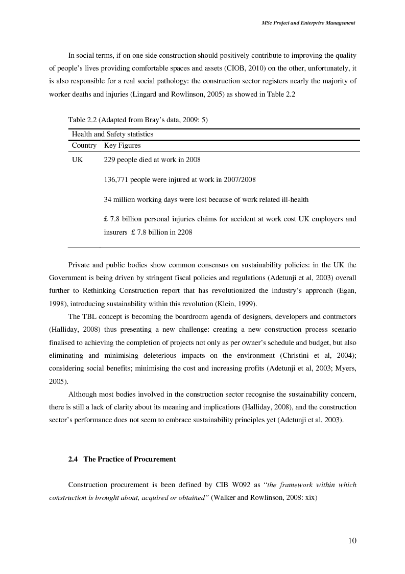 Anteprima della tesi: Sustainable Development: Application and Implications in The Construction Procurement Process According to Contractor Organisations, Pagina 4