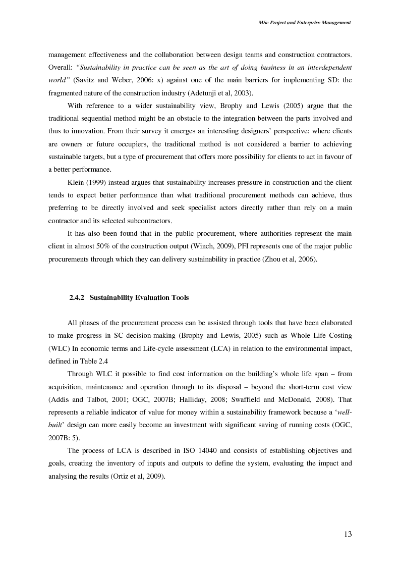 Anteprima della tesi: Sustainable Development: Application and Implications in The Construction Procurement Process According to Contractor Organisations, Pagina 7