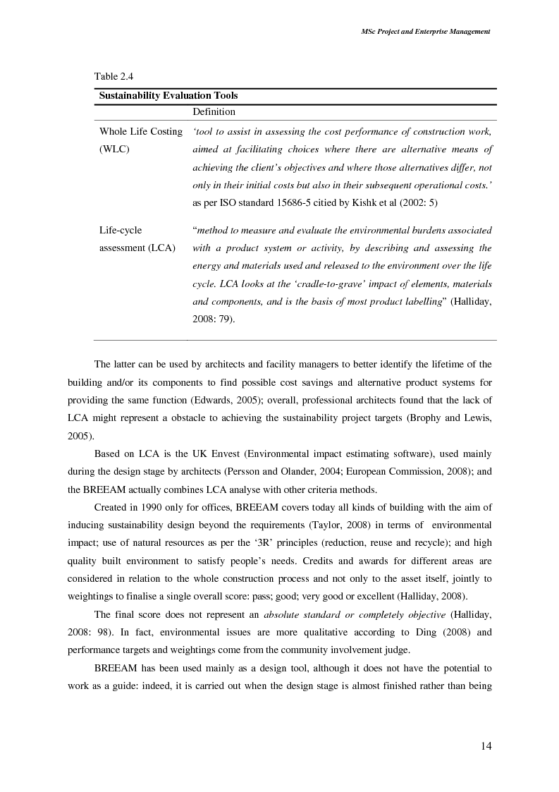 Anteprima della tesi: Sustainable Development: Application and Implications in The Construction Procurement Process According to Contractor Organisations, Pagina 8