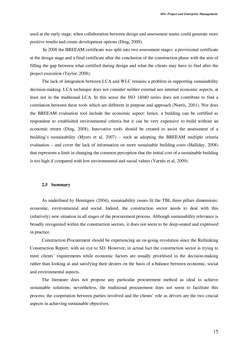 Anteprima della tesi: Sustainable Development: Application and Implications in The Construction Procurement Process According to Contractor Organisations, Pagina 9