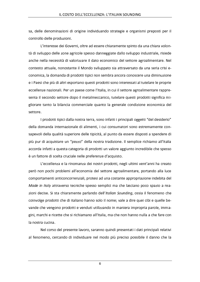 Anteprima della tesi: Il costo dell'eccellenza: l'Italian Sounding, Pagina 3