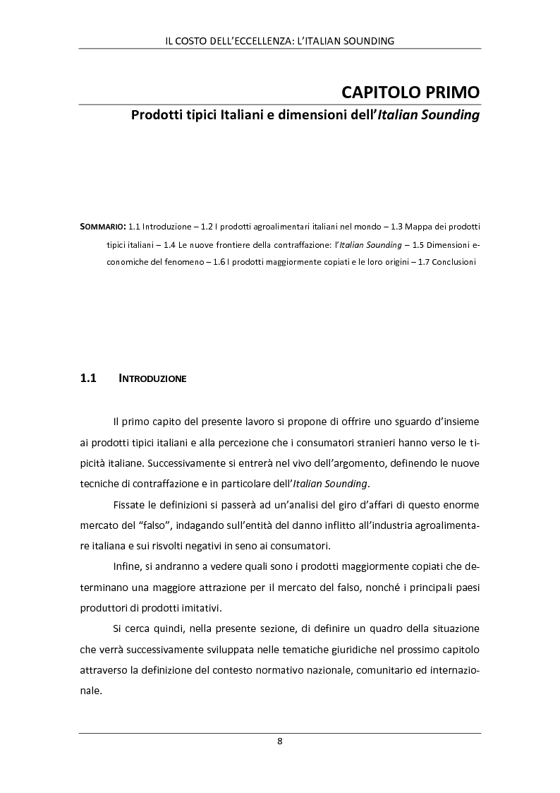 Anteprima della tesi: Il costo dell'eccellenza: l'Italian Sounding, Pagina 5