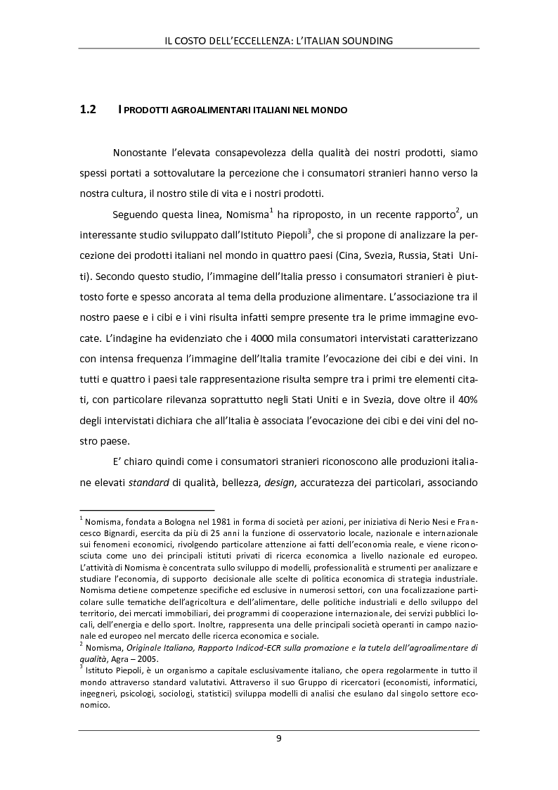 Anteprima della tesi: Il costo dell'eccellenza: l'Italian Sounding, Pagina 6
