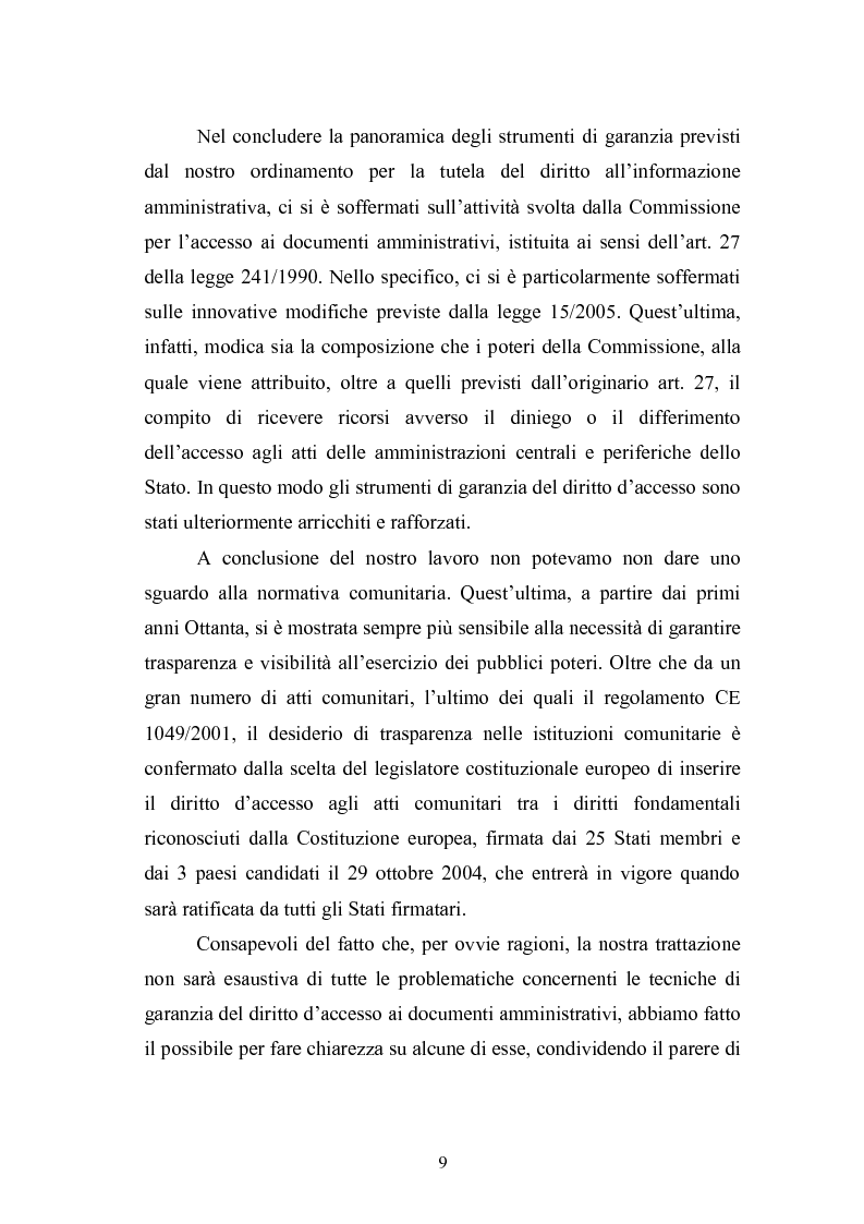 Anteprima della tesi: Tecniche di garanzia procedurali e processuali del diritto d'accesso ai documenti amministrativi, Pagina 10