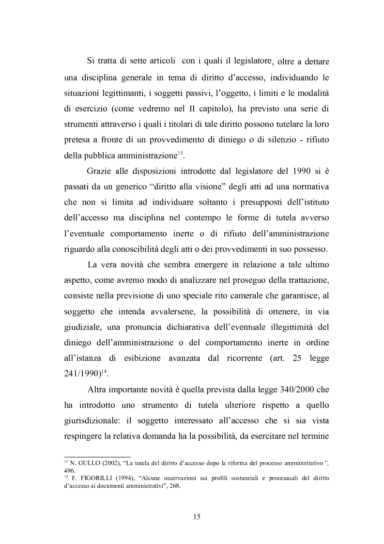 Anteprima della tesi: Tecniche di garanzia procedurali e processuali del diritto d'accesso ai documenti amministrativi, Pagina 16