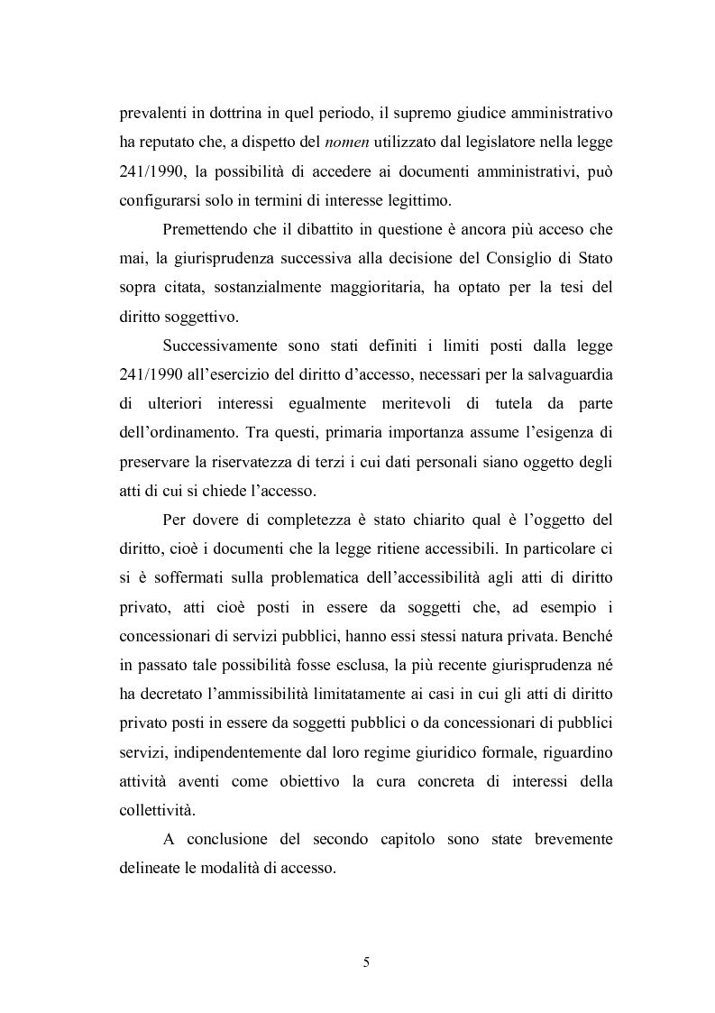 Anteprima della tesi: Tecniche di garanzia procedurali e processuali del diritto d'accesso ai documenti amministrativi, Pagina 6