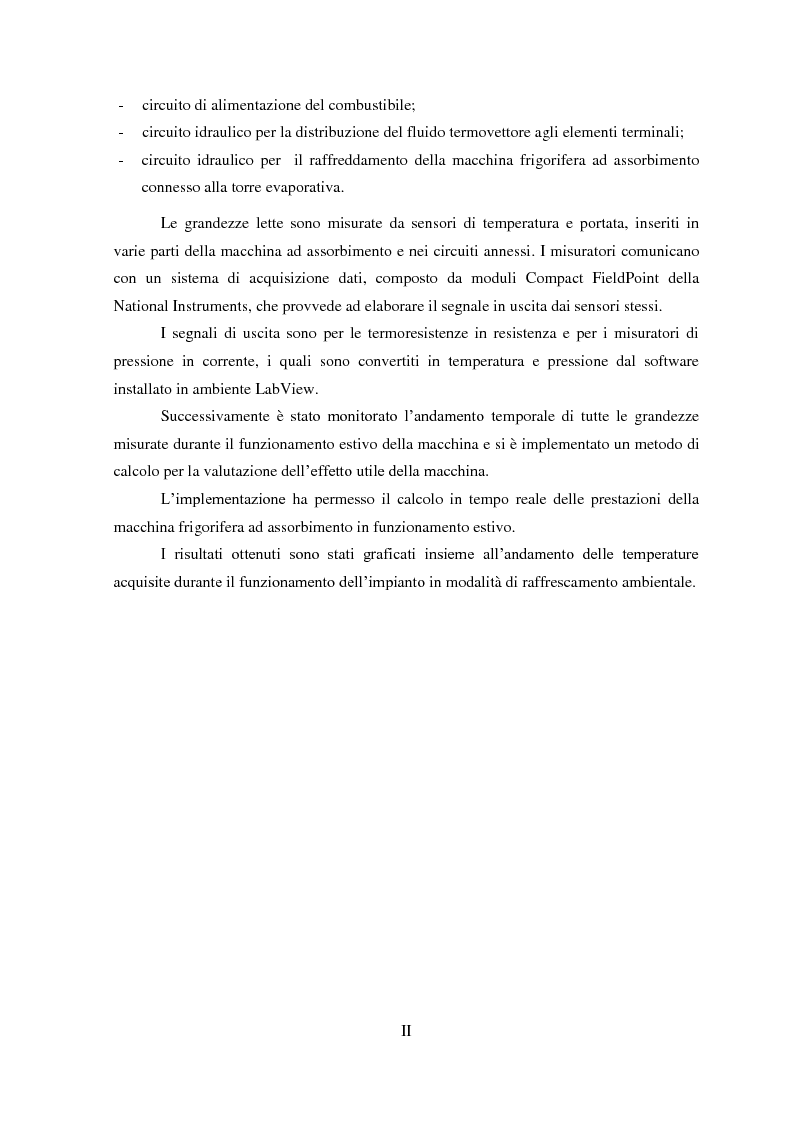 Anteprima della tesi: Messa a punto di un sistema di acquisizione dati per la valutazione delle prestazioni di una macchina ad assorbimento, Pagina 3