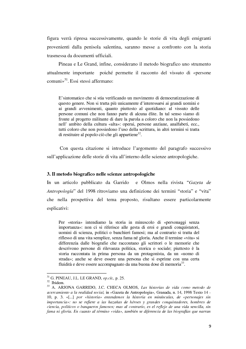 Anteprima della tesi: Gli emigranti salentini nella provincia di Buenos Aires: storie di vita e generazioni a confronto., Pagina 10