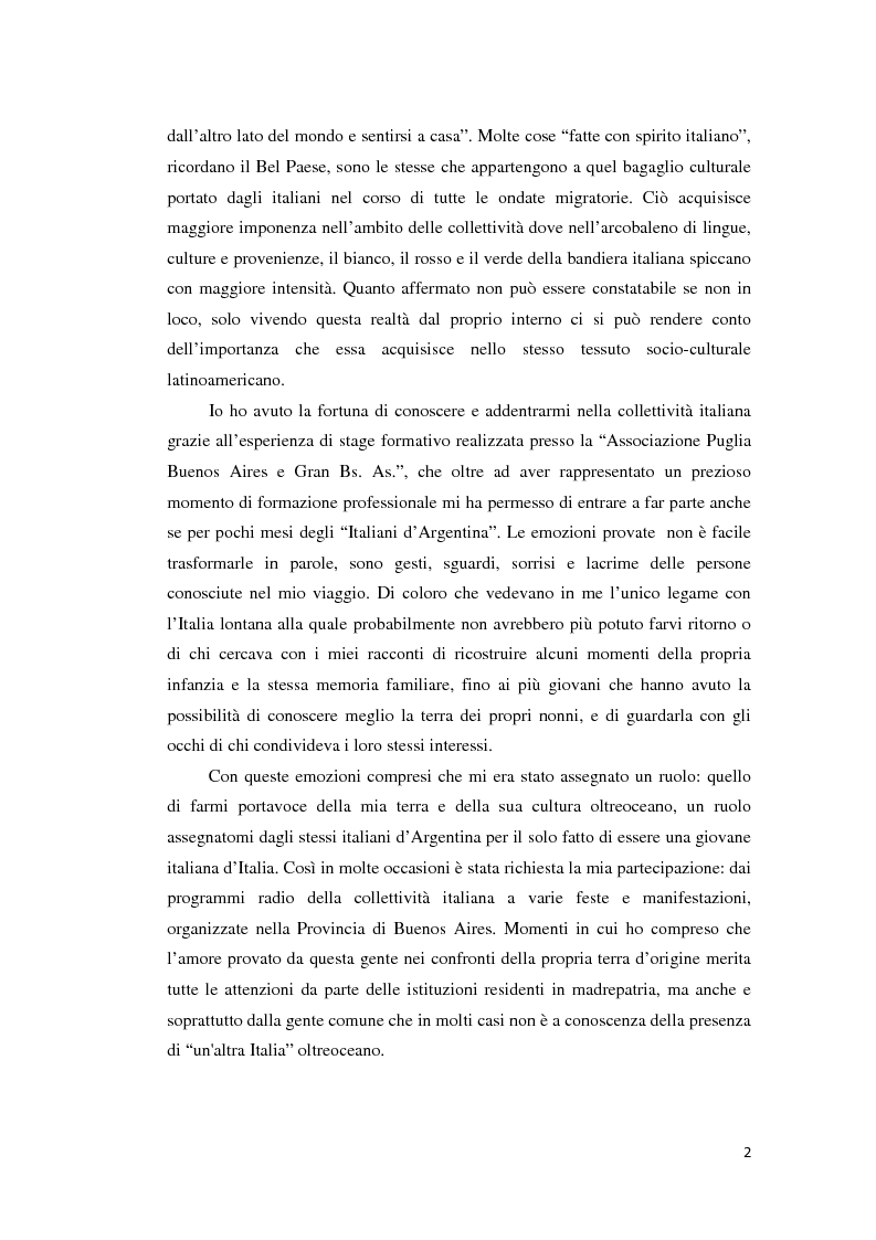 Anteprima della tesi: Gli emigranti salentini nella provincia di Buenos Aires: storie di vita e generazioni a confronto., Pagina 3