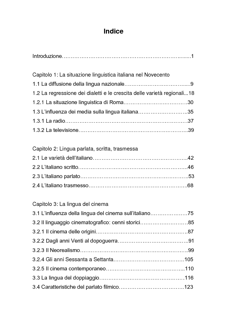 Indice della tesi: Dalla pagina allo schermo: analisi linguistica de "La romana" di Alberto Moravia e delle sue trasposizioni cinematografiche, Pagina 1