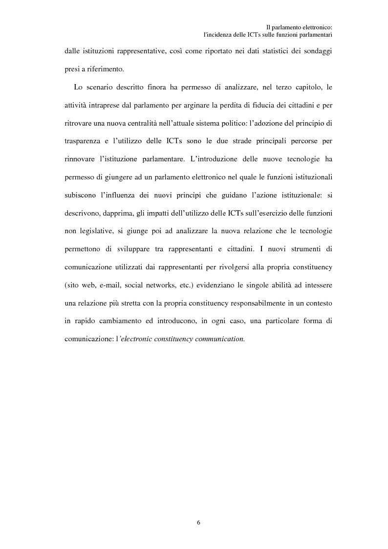 Anteprima della tesi: Il parlamento elettronico: l'incidenza delle ICTs sulle funzioni parlamentari, Pagina 5