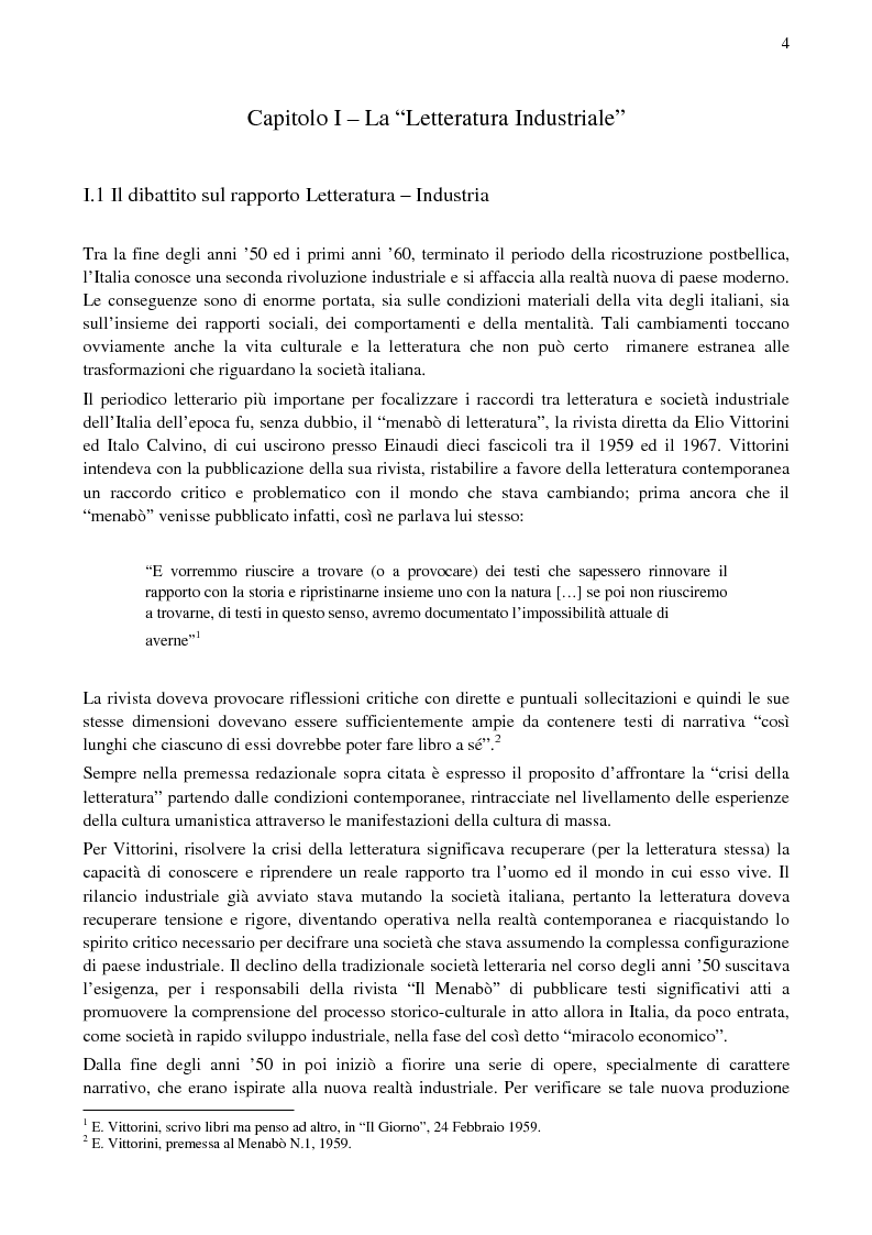 Anteprima della tesi: Paolo Volponi, la ''Letteratura Industriale'' e i ''diversi'' Volponiani, Pagina 3