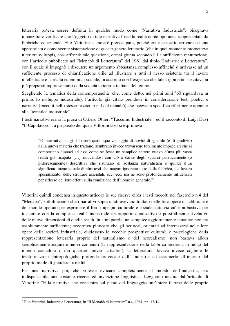 Anteprima della tesi: Paolo Volponi, la ''Letteratura Industriale'' e i ''diversi'' Volponiani, Pagina 4