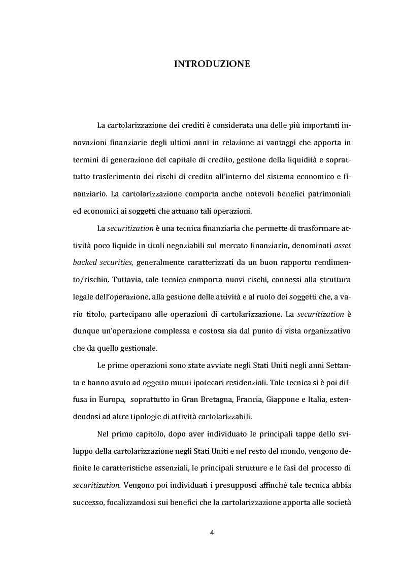 Anteprima della tesi: La cartolarizzazione dei crediti: aspetti generali dell'operazione e analisi dei principali gruppi bancari, Pagina 3