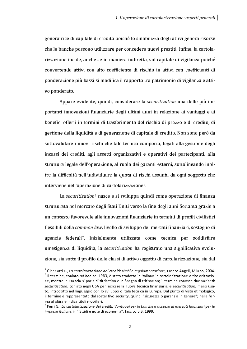Anteprima della tesi: La cartolarizzazione dei crediti: aspetti generali dell'operazione e analisi dei principali gruppi bancari, Pagina 8