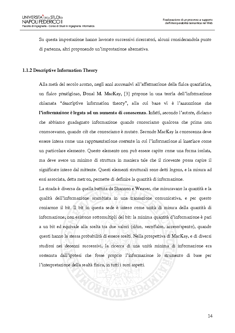 Anteprima della tesi: Realizzazione di un processo a supporto dell’interoperabilità semantica nel Web, Pagina 11