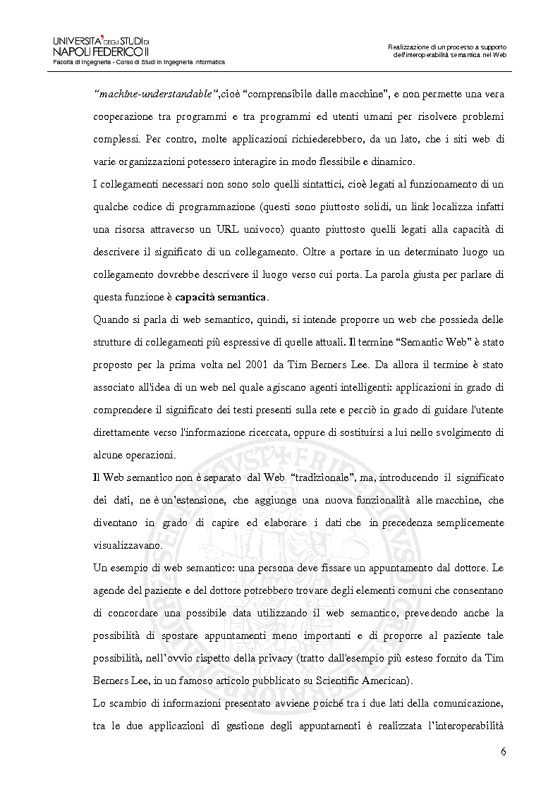 Anteprima della tesi: Realizzazione di un processo a supporto dell’interoperabilità semantica nel Web, Pagina 3